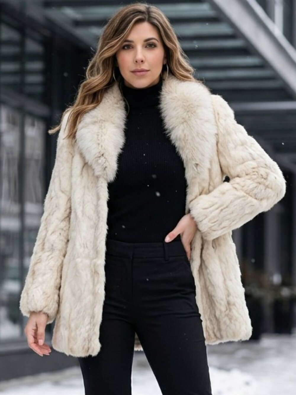 Luxury Vintage 60s 70s NIKI dyed Rabbit Fur Coat Women's Satin Lined